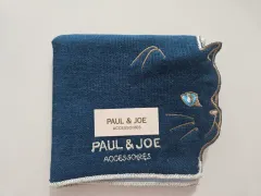 ポール&ジョー 猫刺繍 ミニハンカチ ハンドタオル - ネイビー