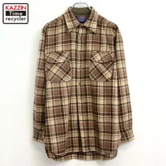 70s USA製 vintage PENDLETON チェック柄 ウール 長袖シャツ メンズ 表記Lサイズ