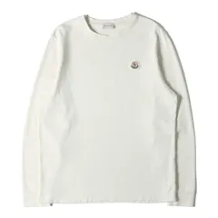 MONCLER モンクレール Tシャツ クリーム サイズ:M | 22AW ワンポイント ワッペン ピケ ロングスリーブ Tシャツ (LS TSHIRT) | トップス カットソー 長袖【メンズ】【中古】