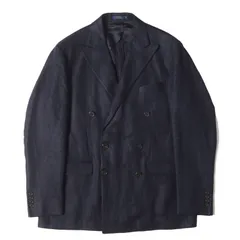 【美品】POLO Ralph Lauren ポロ ラルフローレン ジャケット ネイビー 紺 サイズ:42R | 現行モデル イタリア製 | ダブルブレスト ピークドラペル リネン 2B テーラード ジャケット | イタリア製【メンズ】【中古】