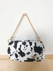 マンドゥバッグ ギャザーバッグ ANIMAL アニマル 乳牛 ミニバック クラッチバッグ 白