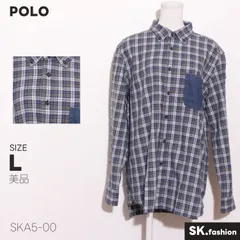 美品 POLO トップス Tシャツ　ボタンダウン　長袖　チェック柄　胸ポケットのサムネイル