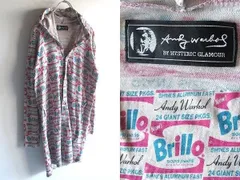美品 Andy Warhol BY HYSTERIC GLAMOUR ヒステリックグラマー アンディウォーホル Brillo フードロングカーディガン F パーカー チュニック