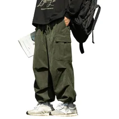 【在庫処分】コーデュロイパンツズボン メンズ コーデュロイパンツ カーゴパンツ ロングパンツ 裏起毛有り/無し ゆったり ワイドパンツ リラックスパンツ ガウチョパンツ スウェットパンツ スポーツパンツ 調整紐 ウエストゴム 無地 秋服 冬服 グリーン