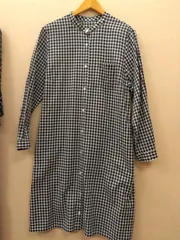 М11　レリアン　プラスハウス　Leilian PLUS HOUSE　ウォッシャブル　スタンドカラー　コットンボイルアムンゼン　チェックワンピース