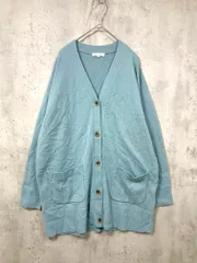 PLST プラステ ウール 長袖 ロング Vネック カーディガン sizeM/水色 ■■レディース