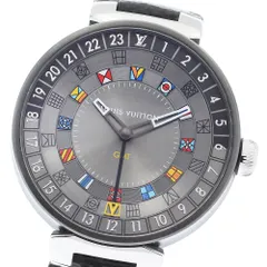 ルイ・ヴィトン LOUIS VUITTON QA097 タンブール ムーンデュアルタイム GMT クォーツ メンズ 良品 _881806