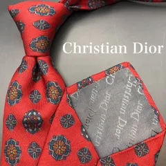 【美品】Christian Dior ネクタイ レッド 赤 ネイビー 幾何学模様