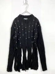 ZARA ザラ パールビーズ フリンジ ニット セーター sizeS/黒 ◆■レディース