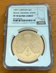 イギリス 1997年 5ポンド ソブリン NGC PF70UC 結婚記念日