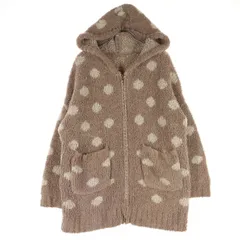 n'Or LABEL ノアールレーベル ドット柄 長袖 ジップ ルームウェア F ブラウン系 フーディー レディース 古着