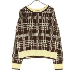 Sonny Label サニーレーベル ウール混 バイカラー チェック柄 長袖 ニット F ブラウン系 アーバンリサーチ レディース 古着のサムネイル