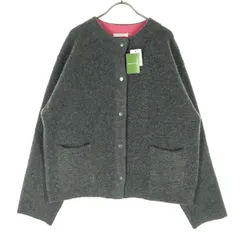 未使用 FREAK'S STORE フリークスストア 長袖 スナップ ニットカーディガン F チャコール ピンク レディース 古着