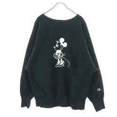 Champion チャンピオン ディズニーコラボ 青単復刻 キャラクタープリント 長袖 トレーナー LARGE ブラック スウェット ミニーマウス メンズ 古着