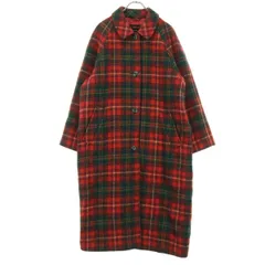 美品 McGregor マックレガー 90s オールド チェック柄 長袖 ロングコート L レッド レディース 古着