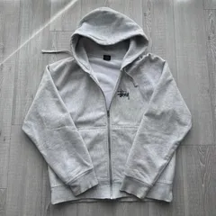 STUSSY ステューシー Zip Up Hoodie ジップアップパーカー グレー M【中古】