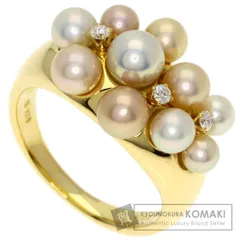 MIKIMOTO ミキモト ペルリータ パール 真珠 3P ダイヤモンド リング・指輪 K18YG レディース [中古]