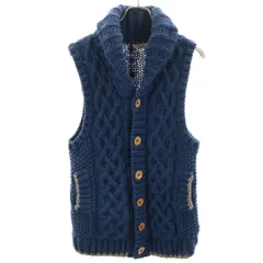 AIGLE エーグル ショールカラー ニットベスト S ネイビー アウトドア レディース 古着のサムネイル