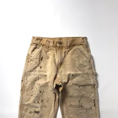Carhartt カーハート ダブルニー ペインターパンツ ワークパンツ ダックパンツ W31 L32 ブラウン 茶色 鬼フェード ペンキ ペイント ボロ ダメージ ダック地 ハンマーループ 90s USA古着