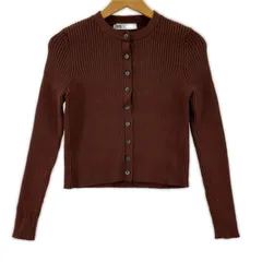 ZARA ザラ リブ ニットカーディガン sizeEUR M/ブラウン
