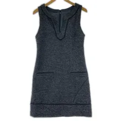 UNTITLED アンタイトル ウール スリットネックワンピース size1/チャコールグレー