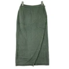美品 KBF ケイ・ビイ・エフ タグ付き リブニット タイト ロング ラップスカート sizeOne/グリーン