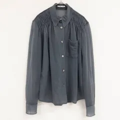 HELMUT LANG　ヘルムートラング　シャツ　ブラウス　シアー　ギャザー　アーカイブ　ヴィンテージ　初期タグ　ナイロン　グレー　レディース　9R　a00846のサムネイル