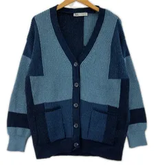 ZARA ザラ カラーブロック Vネックカーディガン sizeEUR S/ネイビー×ブルー