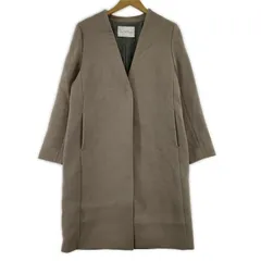 green label relaxing グリーンレーベルリラクシング ウール混 ノーカラーコート size38/チャコールグレー