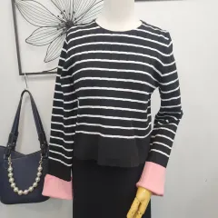 ZARA ザラ ボーダー柄 ピンク袖 ニット Sサイズ