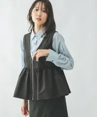 GLOBAL WORK グローバルワーク ペプラムZIPベスト 323367 メタルジップ  ウエスト切り替え 腰周りをさりげなくカバー プルオーバー 羽織り ブラック レイヤード 管理番号：622-1347