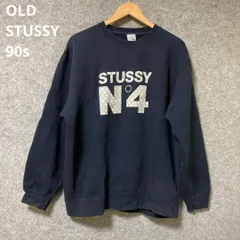 OLD STUSSY 90s 銀タグN°4 ヴィトン モノグラム　ネイビー スウェット　Mサイズ