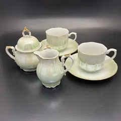 ◼︎美品◼︎ 【ティーセット】 シュガーポット　クリーマー カップ／ソーサー×2客 アンティーク　レトロ