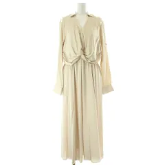 セルフォード CELFORD 20AW サテン ワンピース ロング 長袖 ワンピース 38 ベージュ 長袖 ロング丈 ツイストデザイン /NS