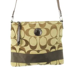 コーチ COACH ショルダーバッグ キャンバス レザー 革 シグネチャー ロゴ 茶 ブラウン F19220 /CK23 ■GY18