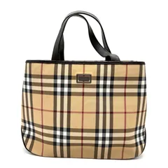 BURBERRY ノバチェック　ハンドバッグ　ベージュ　ブラウン　レザー　PVC レディース
