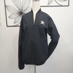 アディダス ブラック 3本線 トラック ジャケット アウター ジップアップ Mサイズ