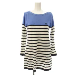 バーバリーブルーレーベル BURBERRY BLUE LABEL カットソー 38 青 白 紺 ボーダー柄 長袖 ボートネック /JP