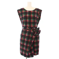 ポールスミス PAUL SMITH タイトワンピース ひざ丈 ノースリーブ クルーネック リボン 装飾 チェック柄 40 マルチカラー /BB