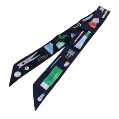 ☘️美品☘️ HERMES ツイリー インザポケット ライトブルー×ブラック