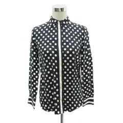 ケイトスペード KATE SPADE シャツ ブラウス シルク S 黒 ブラック オフホワイト ドット柄 ボーダー柄 長袖 /HO49 ■GY58のサムネイル