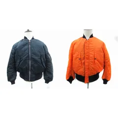アルファ ALPHA 90s ヴィンテージ MA-1 フライトジャケット リバーシブル M 紺 ネイビー オレンジ MIL-J-82790J /SM3 ■GY01