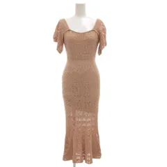 リゼクシー RESEXXY クロシェマーメイドワンピース 半袖 M ニット ロング リボン ピンク 152220331701-01 /GV