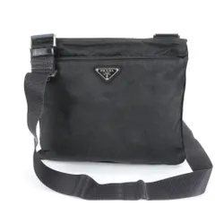 プラダ テスート ナイロン トライアングルロゴ レザー ショルダーバッグ メッセンジャー 通勤 ブラック 黒 メンズ MRM DM20-3【中古】