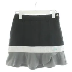 ニューバランス NEW BALANCE GOLF フレアスカート ミニ丈 ゴルフウェア 0 グレー 白 ホワイト 黒 ブラック /AN59 ■BM