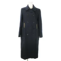 カルヴェン CARVEN ステンカラーコート ロング丈 ダブル ワンポイント ポケット 36 S 紺 ネイビー /AO4 ■GY37のサムネイル