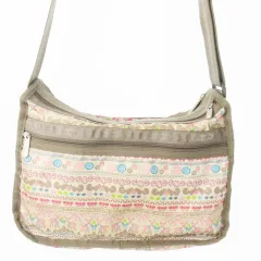 レスポートサック LesportSAC ショルダーバッグ ナイロン ロゴ 鹿 リス アニマル 総柄 ポーチ付き ベージュ /AO7 ■GY18