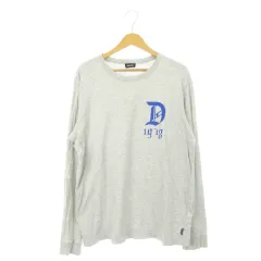 ディーゼル DIESEL 長袖Tシャツ ロンT ラウンドネック プリント ロゴ ローズ 薔薇 コットン L 杢 グレー /AH17 ■GY18