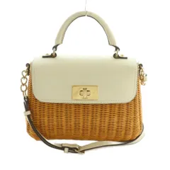 ケイトスペード KATE SPADE 2WAY かごバッグ ハンドバッグ ショルダーバッグ ベージュ 白 /MI