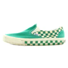 バンズ VANS スリッポン スニーカー キャンバス ローカット チェッカーボード US9 27㎝ 緑 グリーン /XZ ■GY99